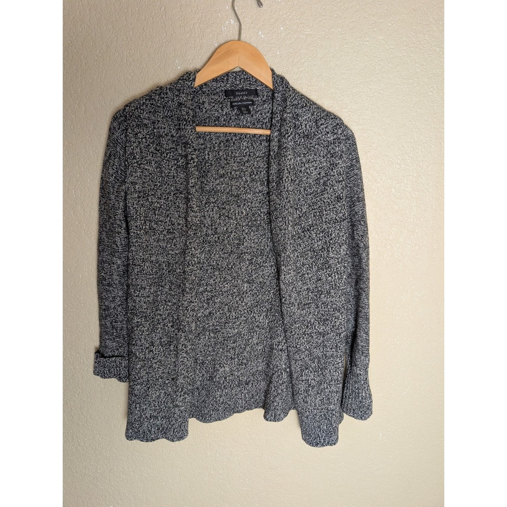 Tahari Women's Small 100% 2-Ply Cashmere Open Front Cardigan Gray Marled